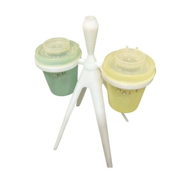 Vintage 1960s Tupperware Plastic Salt and Pepper with Stand - Picture 3 of 6
